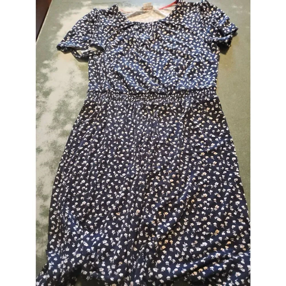 Boden Evangeline Jersey Dress Navy Ditsy Petals sz 8R